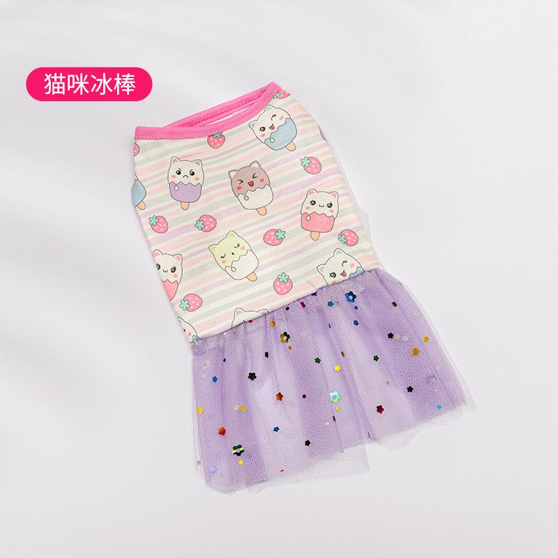 Source Factory Summer Pet Puppy Cute Princess Dress New New Dog Cartoon Skirt Pet Clothing