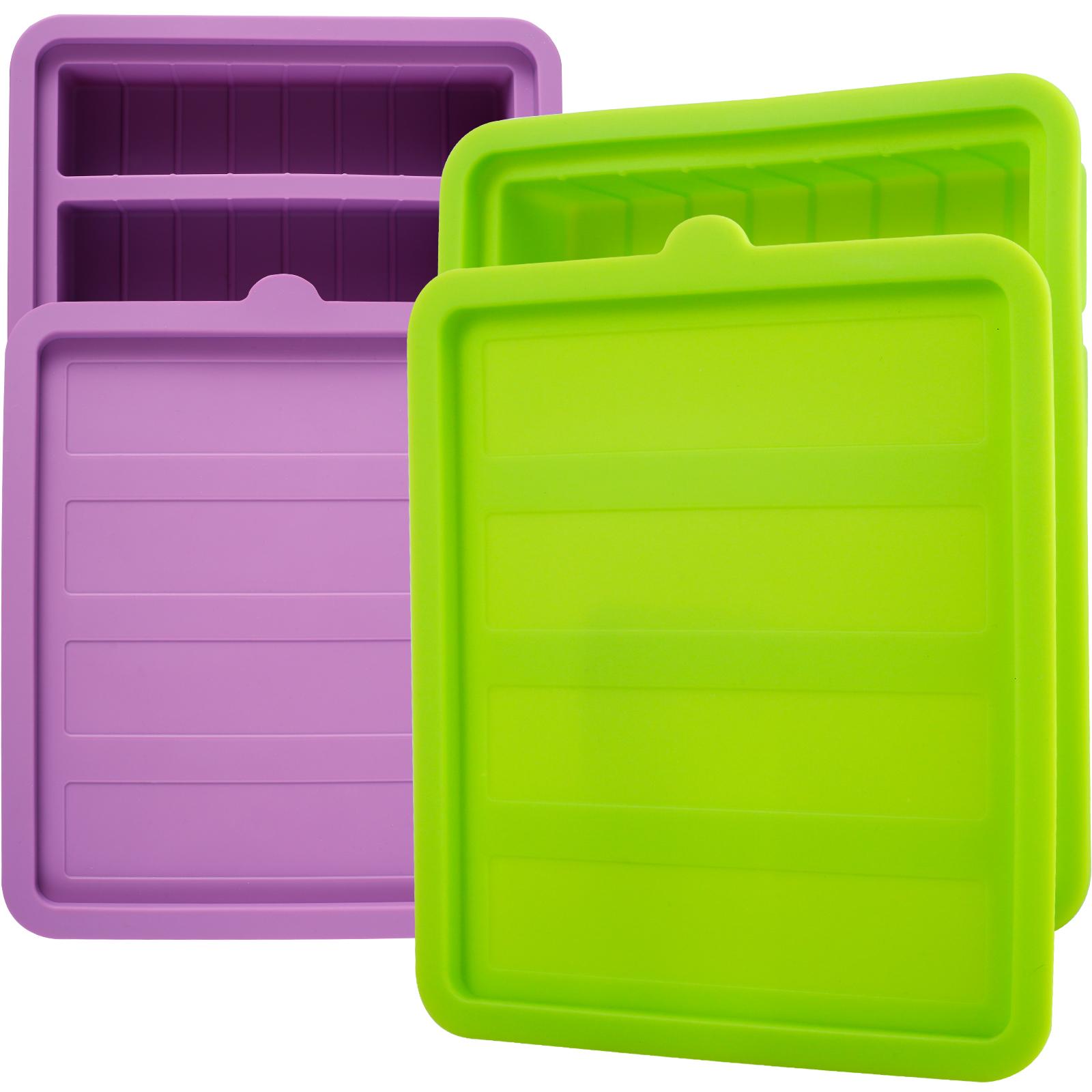 

2Pcs Silicone Butter Mold with Lid 4-Cavity Butter Tray Non-Stick Butter Containers Holds 8 Tablespoons for Energy Bars Brownies