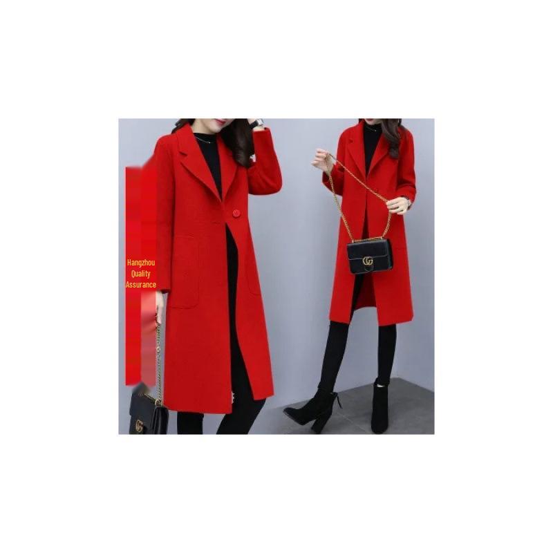 Korean Style Mid-Length Loose Woolen Coat - 2025 Trend, Autumn Winter, Plus Size, Thickened Women's Outerwear