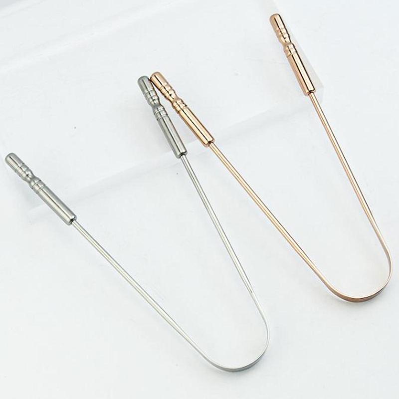 1Pcs Stainless Steel Tongue Scraper U-Shaped Metal Fresh Breath Cleaning Coated Tongue Toothbrush Oral Hygiene Care Tools