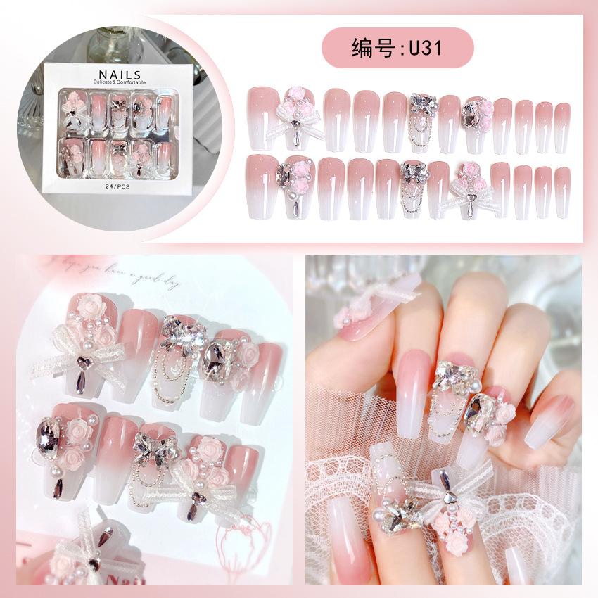 Handgefertigte Nagelkunst Tragenägel Fertigprodukte Fortgeschrittener Reiner Stil Nagelaufkleber Fertigprodukte Vollstein Großer Diamant Nagelaufkleber Kollektion