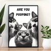 Art Quote You Are Pooping Black Cat Kitten Reading Newspaper In Toilet Funny Animal Poster Retro Art Living Room Decoration