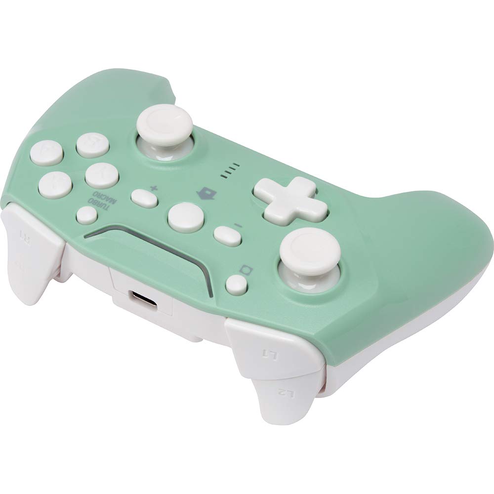 CYBER Wireless Gyro Controller with Rapid Fire and Back Buttons (for Switch) Light Green X Cream - Switch