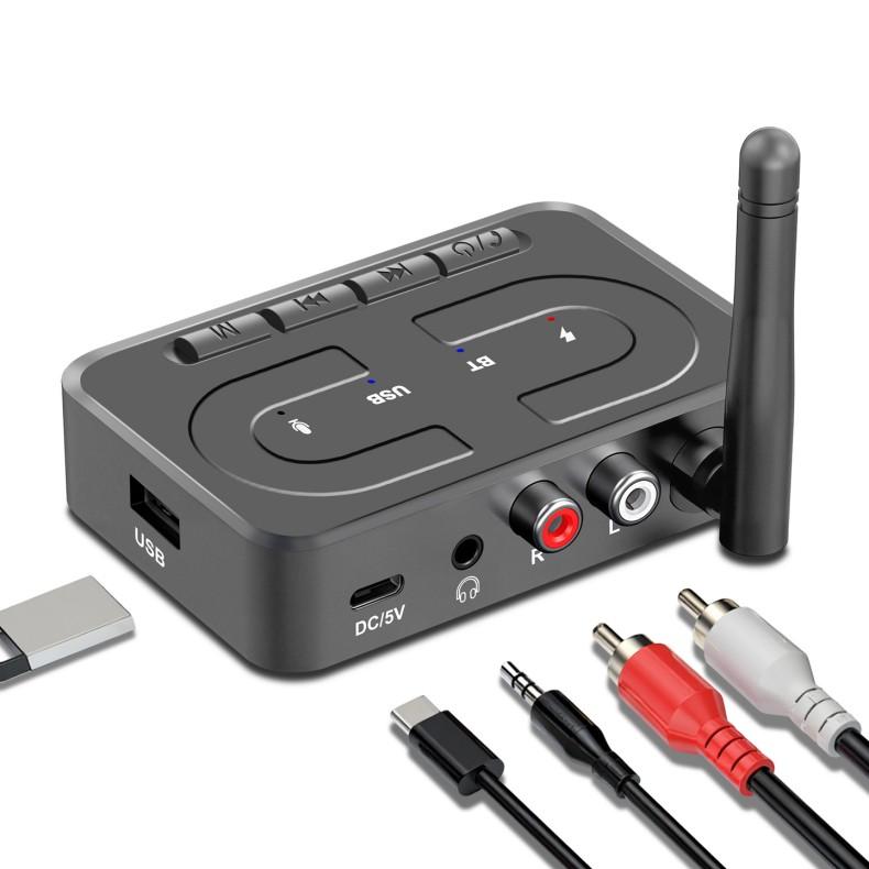 Bluetooth 6.0 Audio Receiver 3.5mm AUX RCA With Mic HIFI Stereo Wireless Adapter Support USB U-Disk For Car Speaker Amp