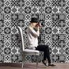 Black And White Wallpaper Self-Adhesive Decorative Bedroom Floor Waterproof Tile Sticker Sticker Wear-Resistant Tile Sticker