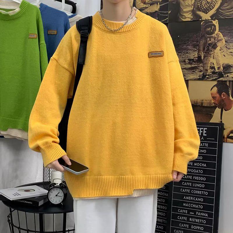 Men's Trendy Loose Knit Sweater - Warm Autumn/Winter Round Neck Pullover Cardigan