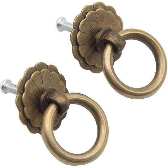 

4 шт. Винтажные ручки-львиные головы, ручки-кольца, антикварная фурнитура с винтами для мебели, шкафа, буфета, ручки-кольца с одним отверстием Ring Handle 30*46mm