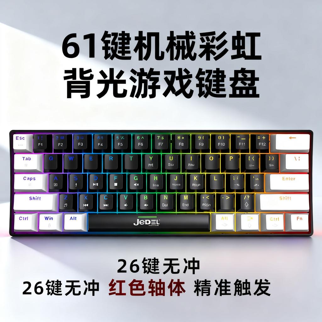 Compact 61-Key RGB Mechanical Keyboard: Portable Wired Mini for Gaming and Office Use