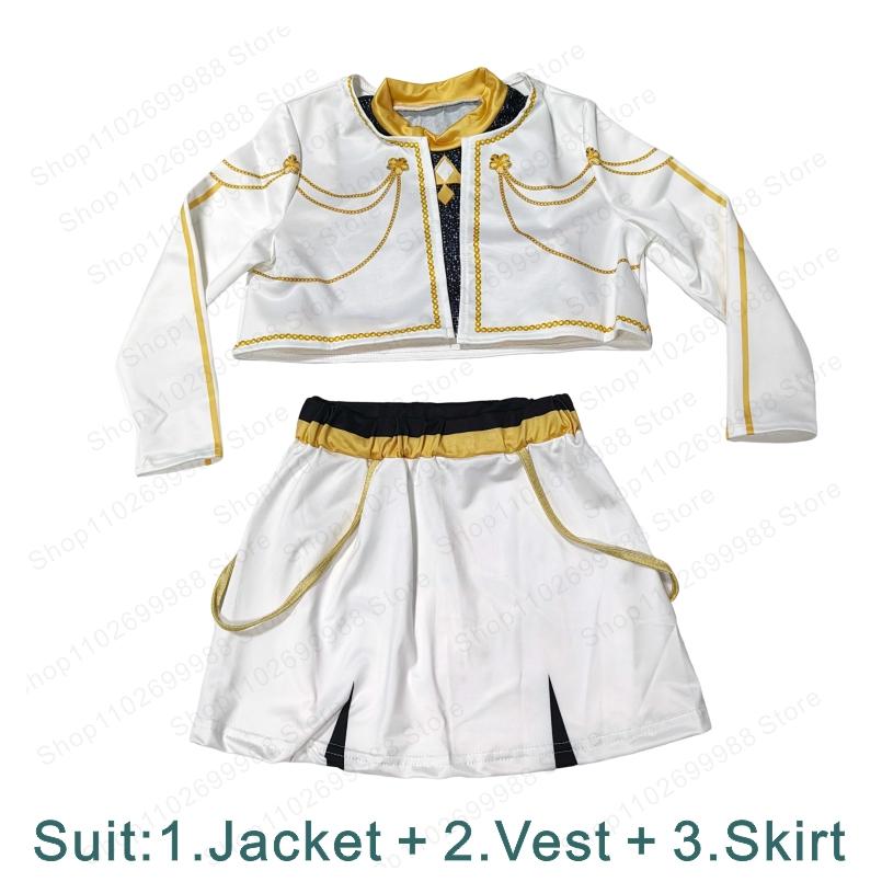 2025 Film Dämon K Pop Zoey Cosplay Kostüm für Mädchen Halloween Karneval Weiß Jägerjacke Weste Rock Dreiteiliges Uniformset