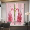 2 Pcs Valentine's Day Pink Swan Print Curtains,suitable for Bedroom,living Room Kitchen Decoration,home Decoration,window Decor