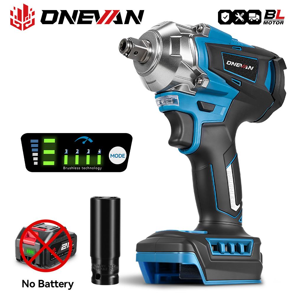 ONEVAN Brushless Electric Impact Wrench 1/2 Inch Cordless Hexs Socket Kit 3 In 1 Screwdriver Tool For Makita 18V Battery