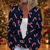 Women's Christmas Print Long Sleeve Knit Cardigan, Button Front Holiday Sweater