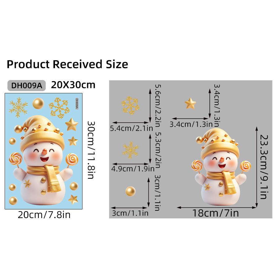 Christmas Snowflake Elk Snowman Glass Sticker Noel Ornaments Xmas Wall Stickers Merry Christma Decor Happy New Year Sticker