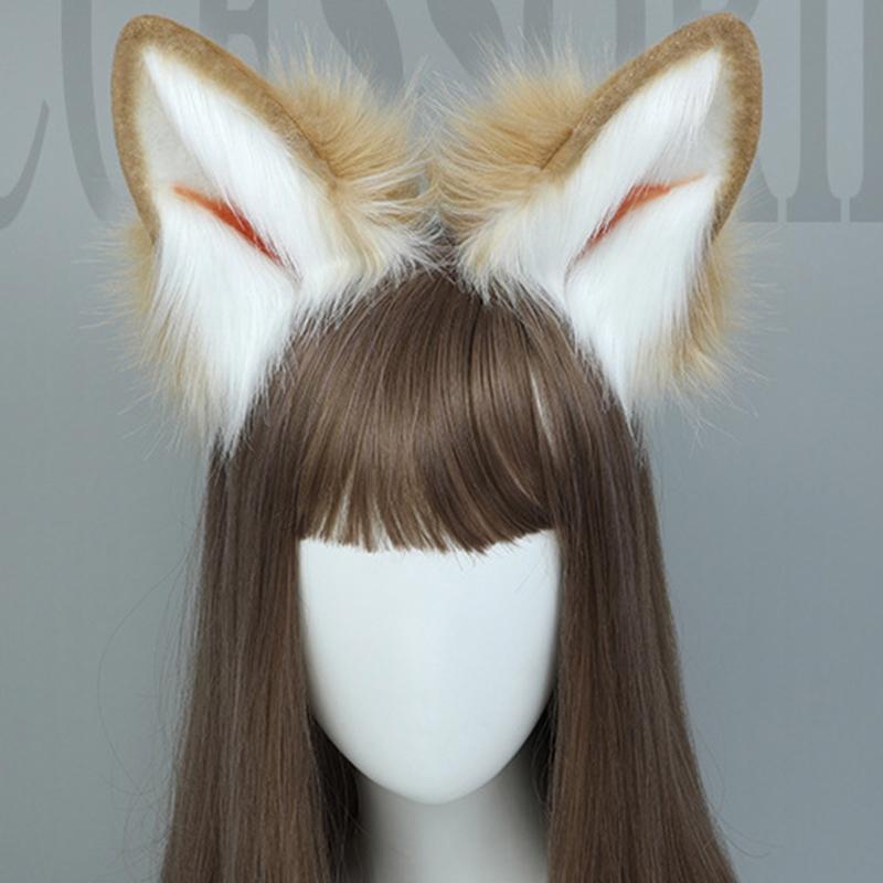 Cartoon Headband Fox Wolf Ears Shaped Hair Hoop Plush Party Headpiece Hair Band Party Cosplay Costume Props Unisex