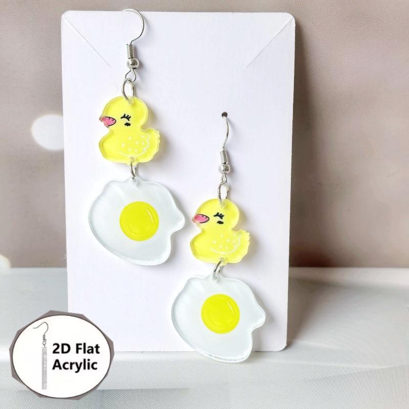 2D Flat Acrylic Dangle Earrings For Women Flower Animal Drop Earrings For Summer Daily Wear Party Jewelry