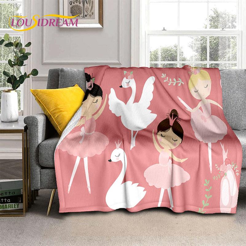 Snová baletka, balerína, víla, labuť, jednorožec, kreslená deka, měkká přehozová deka pro domov, ložnici, postel, pohovku, piknik, cestování, pro děti