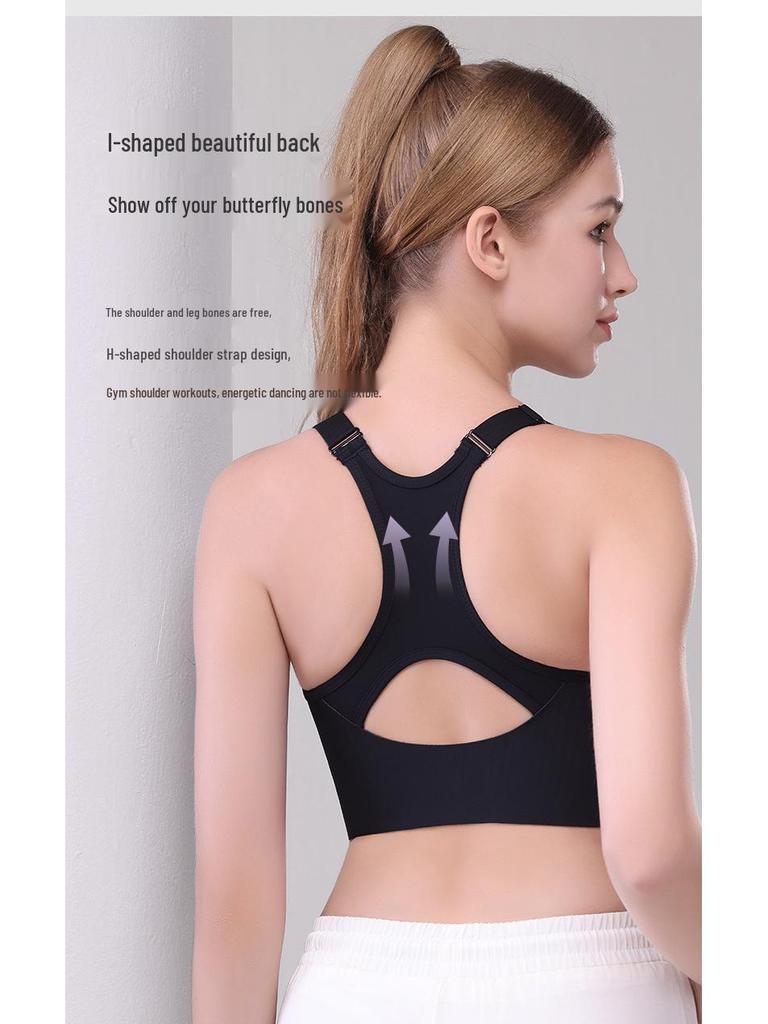 Women's High-Impact Shockproof Plus Size Sports Bra with Front Zipper for Yoga and Running