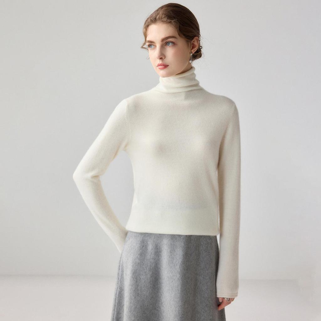 Women's Cashmere High-Neck Loose Pullover Knit Sweater