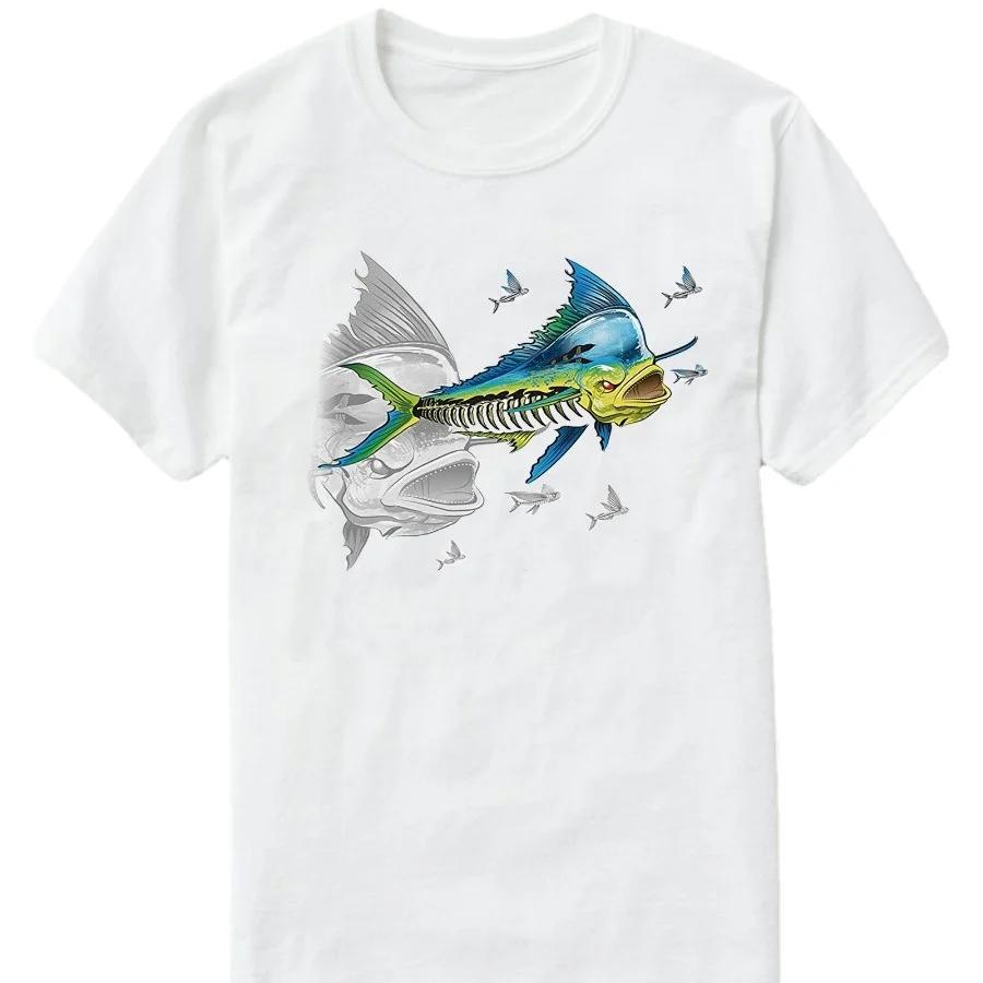 Funny Fishing Mahimahi Dolphinfish Skeleton Angler Gift TShirt Summer Cotton Short Sleeve ONeck Mens T Shirt New S3XL