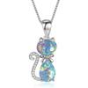 Xin Orange Original Jewelry White Diamond Opal Cat Bow Necklace Rococo Style Collarbone Chain