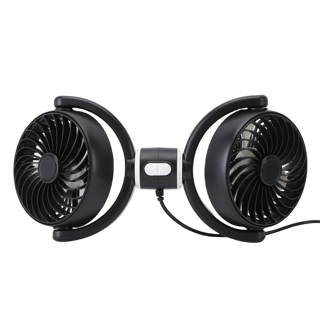 USB Car Cooling Fans for Backseat Dual Head Car Fan 360 Degree Rotatable Vehicle Rear Headrest Fans Electric Air