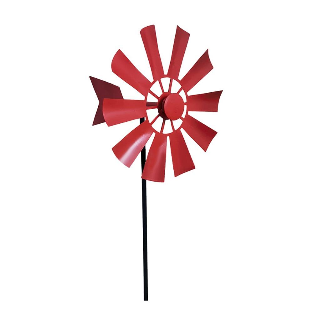 High Quality 24*73Cm Wrought Iron Metal Rotating Windmill 8 Colors Metal Wind Spinner Lawn Pinwheel Decor Supplies