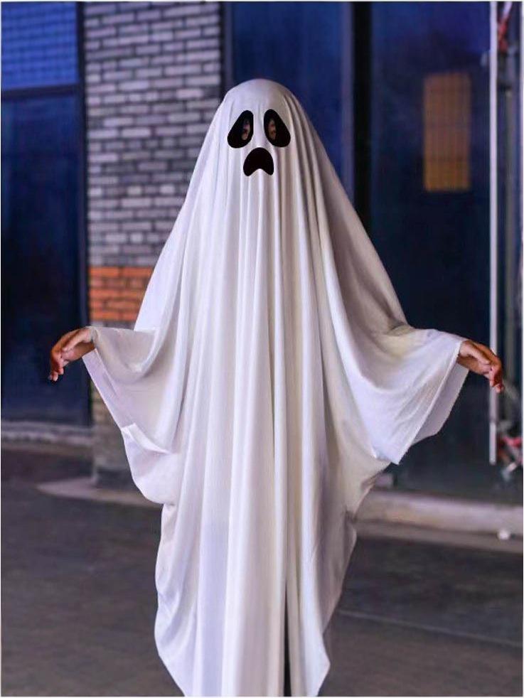 Halloween Parent-Child Ghost Costume Set with Face Mask and Cloak