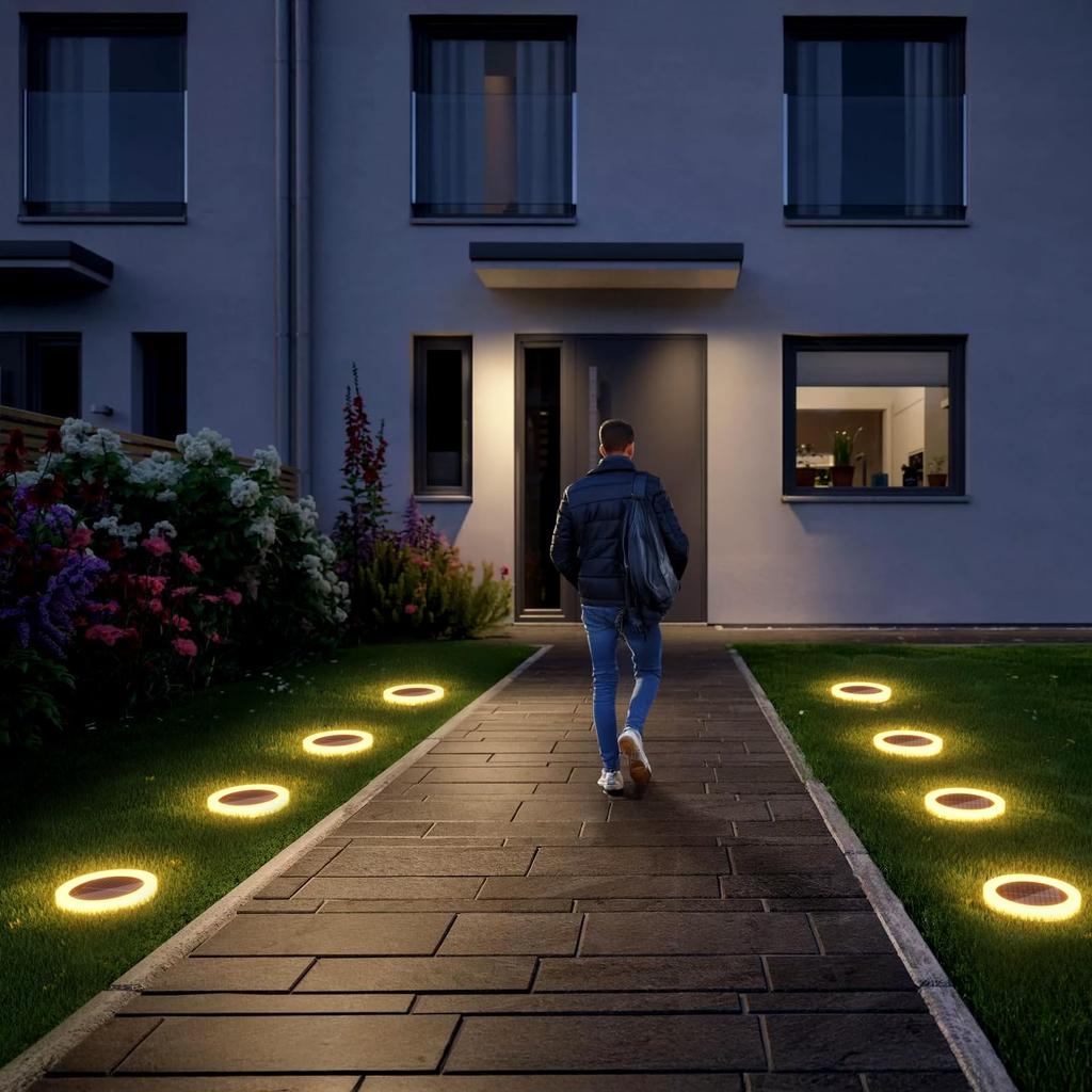 Solarleuchten für Außengarten 12 Automatische Licht Solarboden IP65 Hoch Solar Warmes Licht für und Terrassen von - LEDs, Solarbetrieben, Licht-An, Sensor,