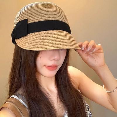 Sunshade Bow Straw Hat Wide Brim Summer Hat Elegant Beach Hat Spring