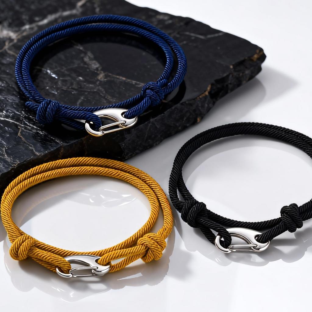 Einfaches doppellagiges Seilarmband für Männer, verstellbares geflochtenes Seil, nautisches Armband, handgefertigte Pulseras