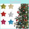 Elegant Gold Glitter Star Hanging Ornaments Set Of Six For Beautiful Christmas Tree Decor
