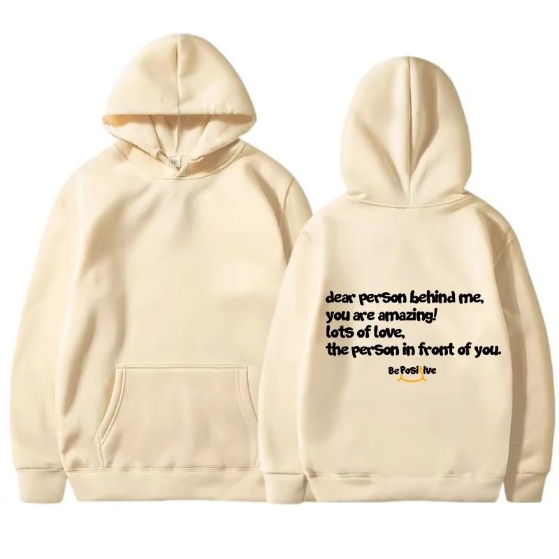DEAR PERSON BEHIND ME Women's Fleece Hoodie with Lettering Slogan Print Kangaroo Pocket Drawstring Print Hoodie Oversize