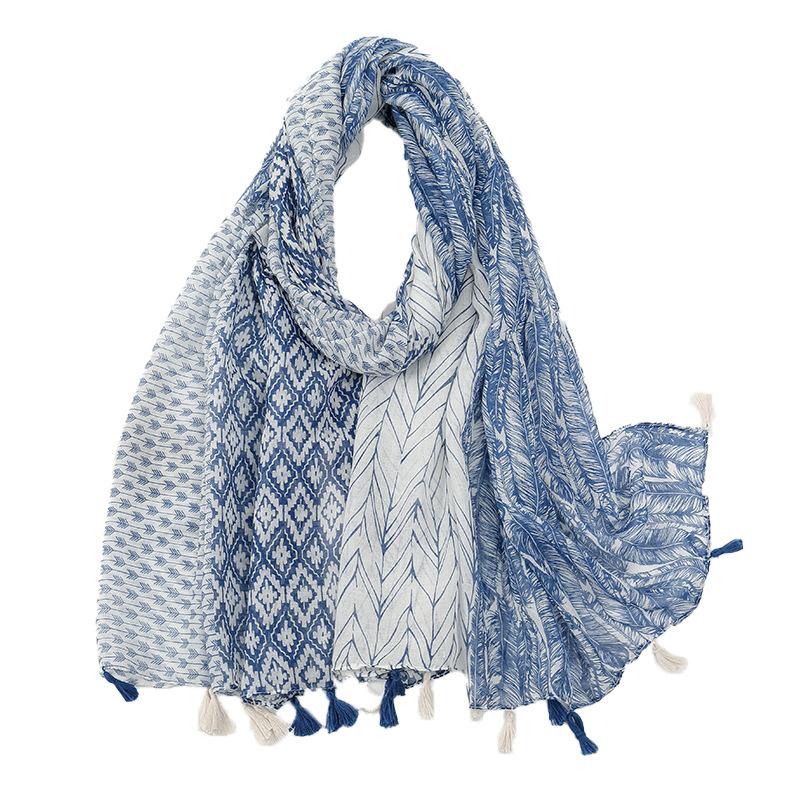 Scarf Shawl High-End Feel Female Fresh Artistic Ethnic Style Versatile Cotton Linen Feel Spring Autumn Summer Sunscreen Silk Scarf