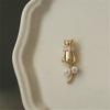 925 Sterling Silver Cute Cat Pendant Clear CZ Bowknot Silver Chain Necklace for Women 14K Gold Plated Fine Jewelry Gift