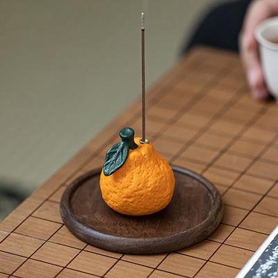Creative Ceramic Orange Incense Holder Creative Incense Burner Wooden Incense Plate Ash Catcher Buddhism Supplies Home Decor