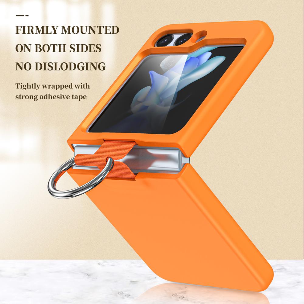 Ring Holder Matte Solid Color Case for Samsung Galaxy Z Flip 6 5 4 3 7 ZFlip 7 Flip6 Liquid Silicone Shockproof Ins Korean Cover