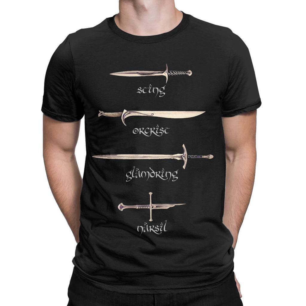 Swords Sting Orcrist Glamdring Narsil T-Shirts Men 100% Cotton T Shirts L-Lords Of The R-Rings Tee Shirt Plus Size Clothing