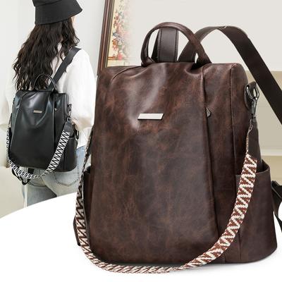 Vintage Women's Backpack PU Dual-purpose Shoulder Bag Large Capacity Commuter Backpack