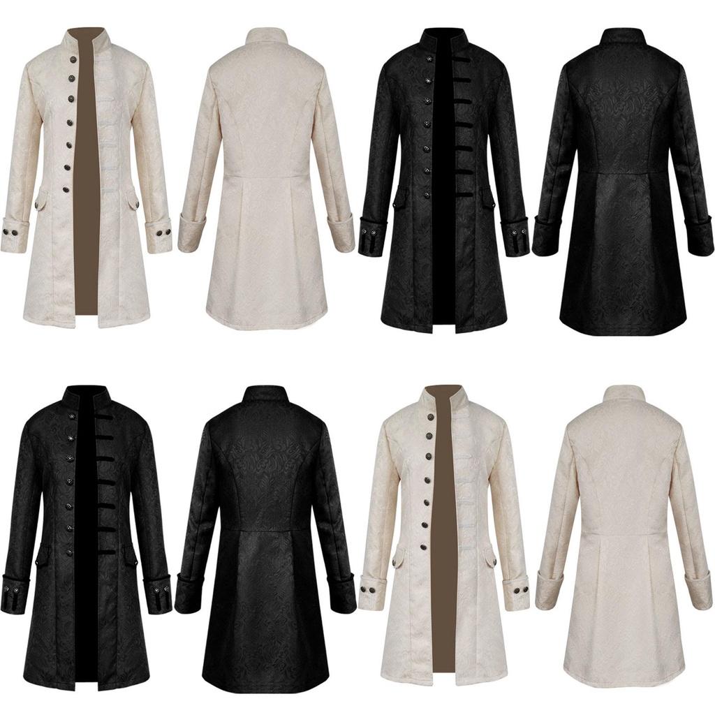 Redingote Steampunk Vintage pour Homme avec Poches à Rabat Latéral