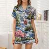 Ladies' Loose Casual Top Shorts Two-piece Set Christmas Printed Pajamas Set