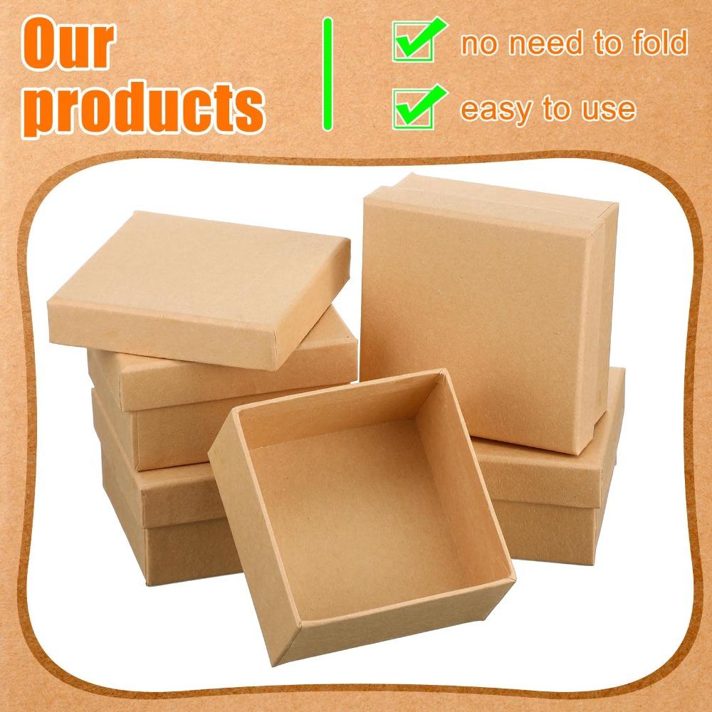 6pcs Square Paper Gift Boxes Small Treat Boxes with Lid Nesting DIY Cardboard Craft Empty Boxes Party Favor Box Gift Wrap Box
