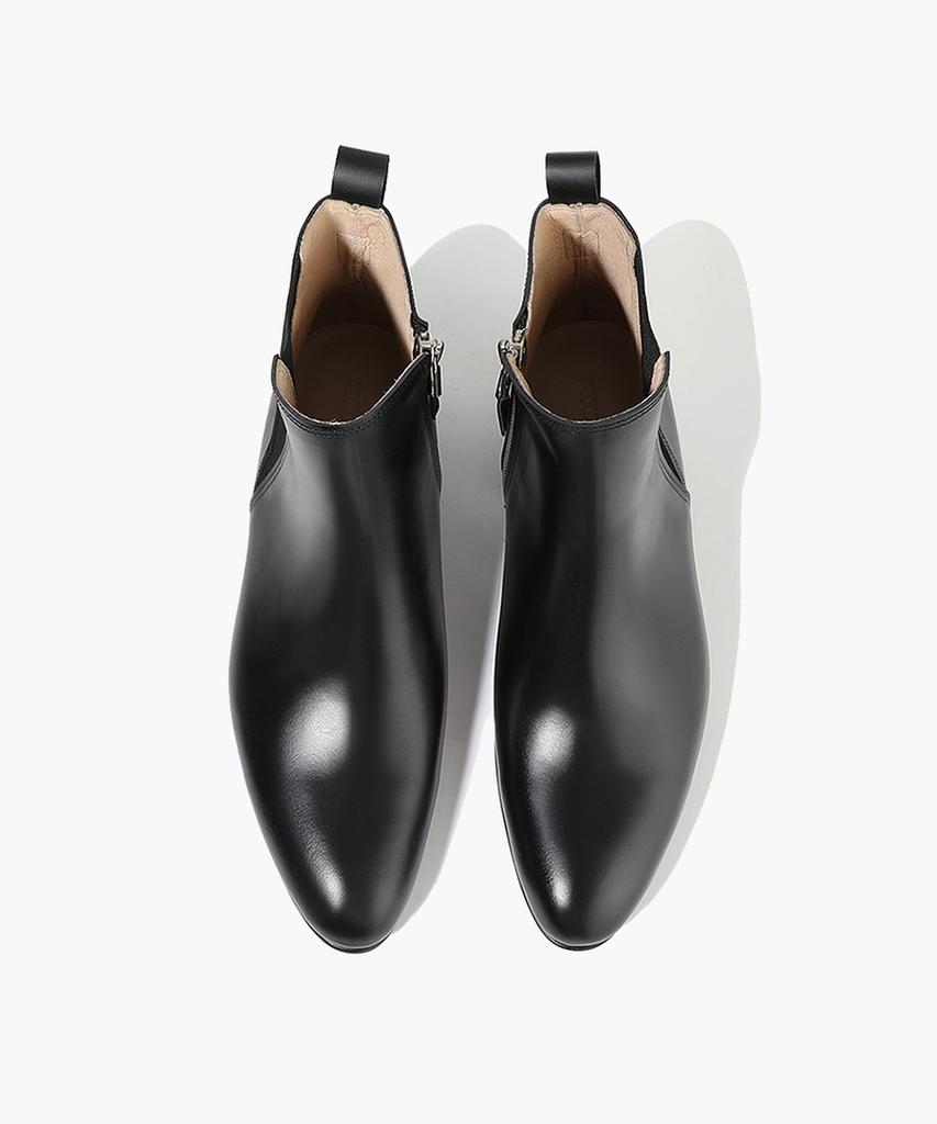 Firenze Atelier Elastic Zipper Mix Chelsea Boots 3337 [Black Fg]