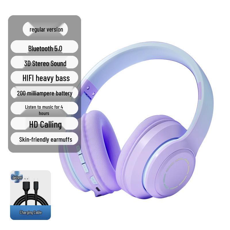 2025 Bluetooth Over-Ear Headphones for Female Students: Stylish Wireless Earmuff Headset