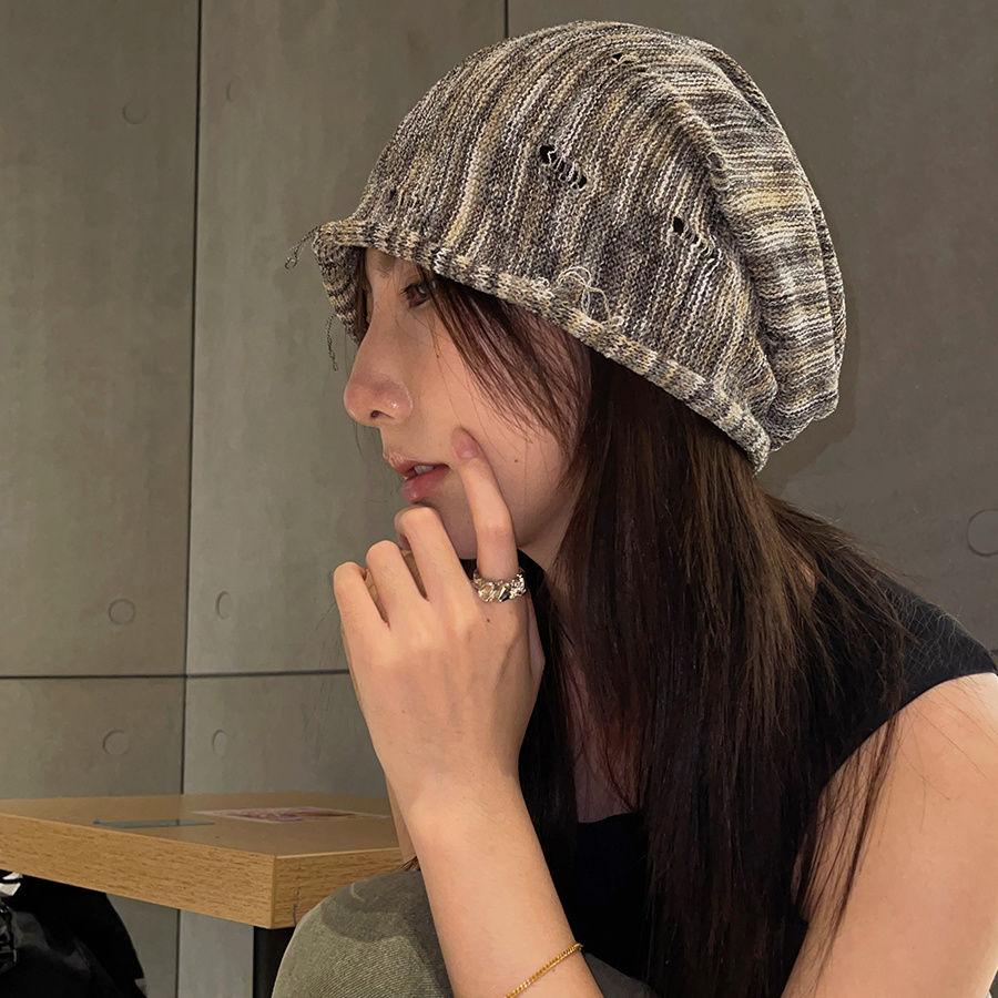 

Ленивый смешанный цветной сенс~ Ретро тонкая повязка на голову с манжетами Женская крутая универсальная шапка-бини One Size