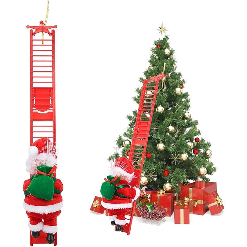 Climbing Santa Claus Doll With Music Christmas Tree Decoration 2025 Xmas Ornament For Home Party Navidad New Year Gift For Kids