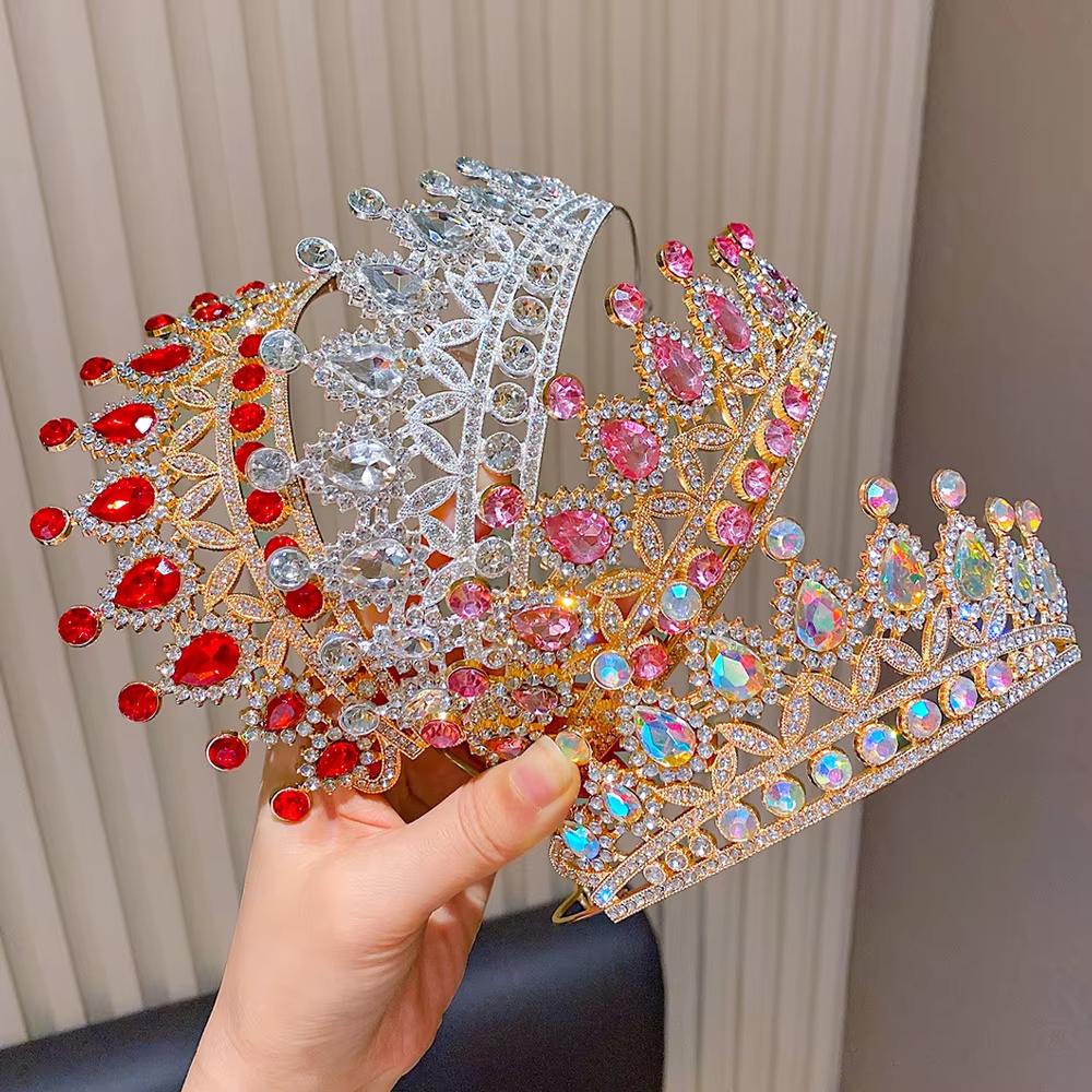 Fashionable Multi-Color Crown Princess Crystal Tiara Hair Accessories Birthday Gift for Girls Photography Party Stage Crown