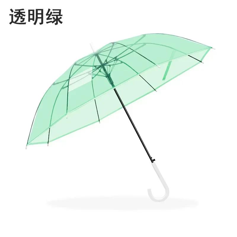 Automatic Transparent Umbrella for StudentsChildren Long Handle Straight Rod Environmentally Friendly Transparent Umbrella