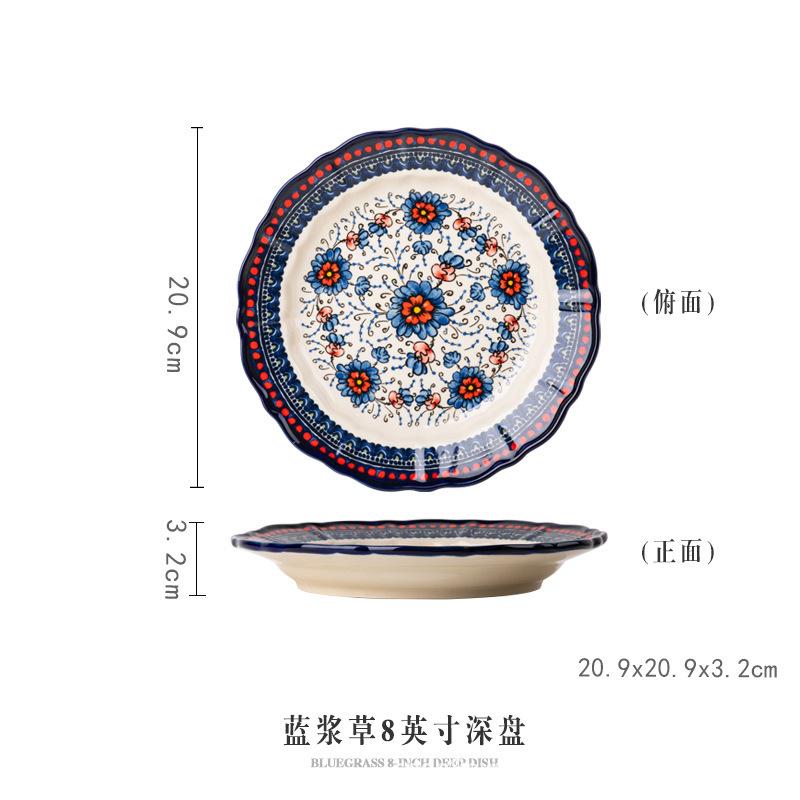 Ceramic bowls and plates Household creative tableware Soup noodle salad bowl Rice bowl Vegetables Fish plate