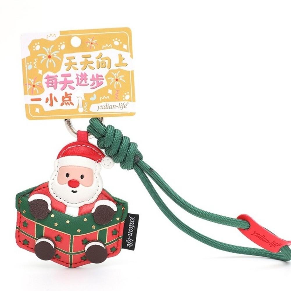 Waterproof Christmas Key Ring Leather Snowman Bag Pendant Small Gift Santa Claus Keychain  Car Key