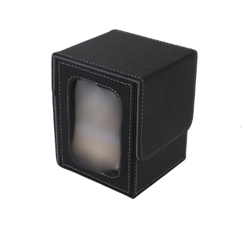 Gorgeous Single Leather Deck Case with Window View, Large Capacity (100 Cards), Multi-Sleeve Compatible, Black X Gray